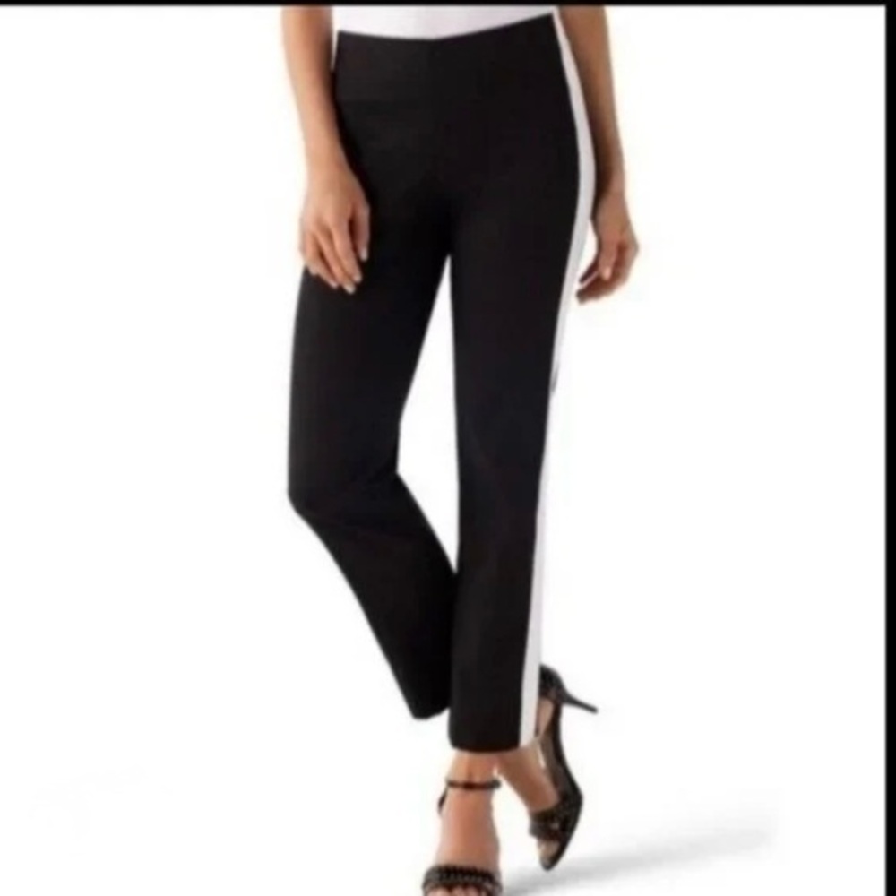 White House Black Market Black Pants with White Stripe